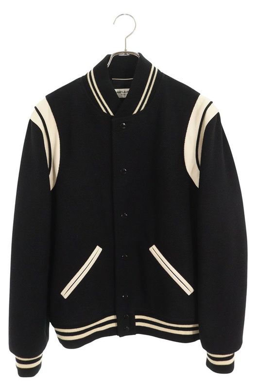 Saint Laurent Paris Teddy 354718 Y180w Leather Trim Stajan Blouson Men's 52