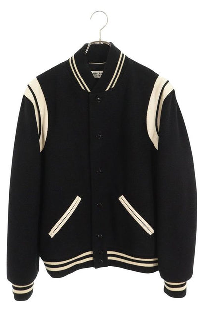 Saint Laurent Paris Teddy 354718 Y180w Leather Trim Stajan Blouson Men's 52