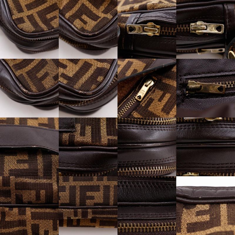 Fendi Zucca Nylon Canvas Brown Women Shoulder Bag