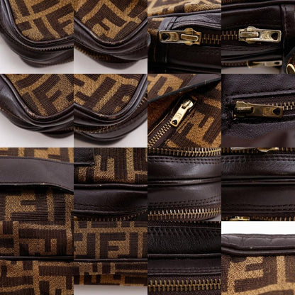 Fendi Zucca Nylon Canvas Brown Women Shoulder Bag
