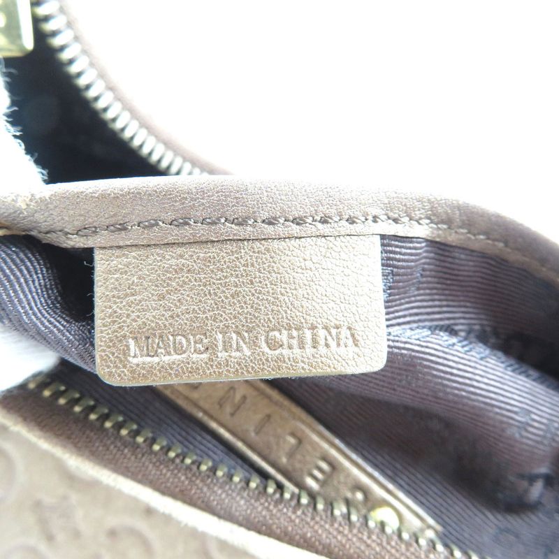 Celine Vintage Half Moon C Macadam Pattern Suede Gold Hardware Mocha Brown