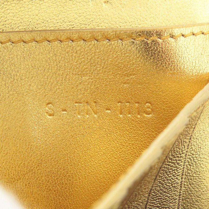 Celine Round Zipper S-tn-1113 Leather Gold/yellow Bifold Wallet 0472 Celine