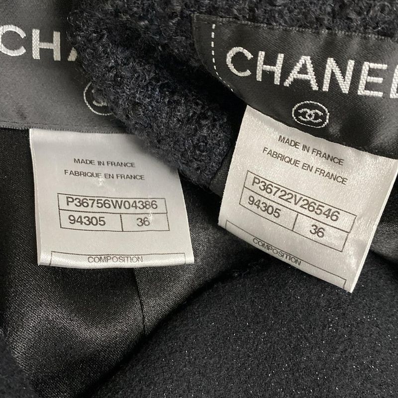 Chanel Skirt Suit Size 36 S Ladies - P36756/p36722 Black Mohair Blend W/camelia