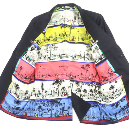 Hermes Lame Logo Silver Buttons 100% Silk Lining All-over Pattern Single