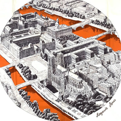 Hermes Carre 90 Regarde Paris Viewing Paris Scarf Orange