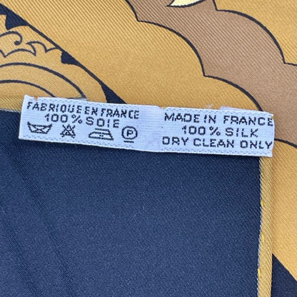 Hermes Carree 90 Animaux Solaires Animals Of The Sun Scarf Gold And Black