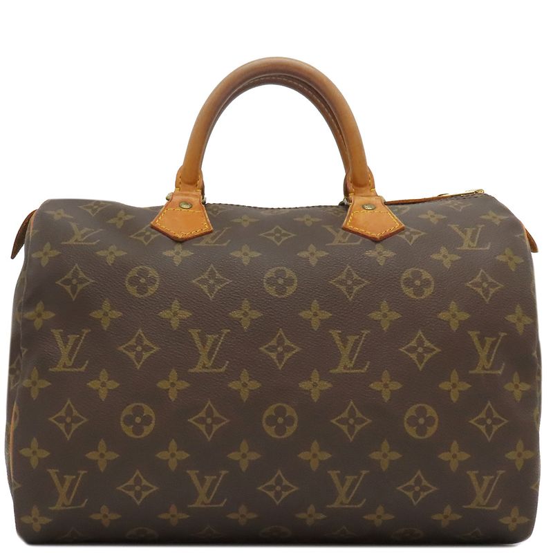 Louis Vuitton Handbag Speedy 30 Monogram Canvas Monogram Gold Hardware Brown