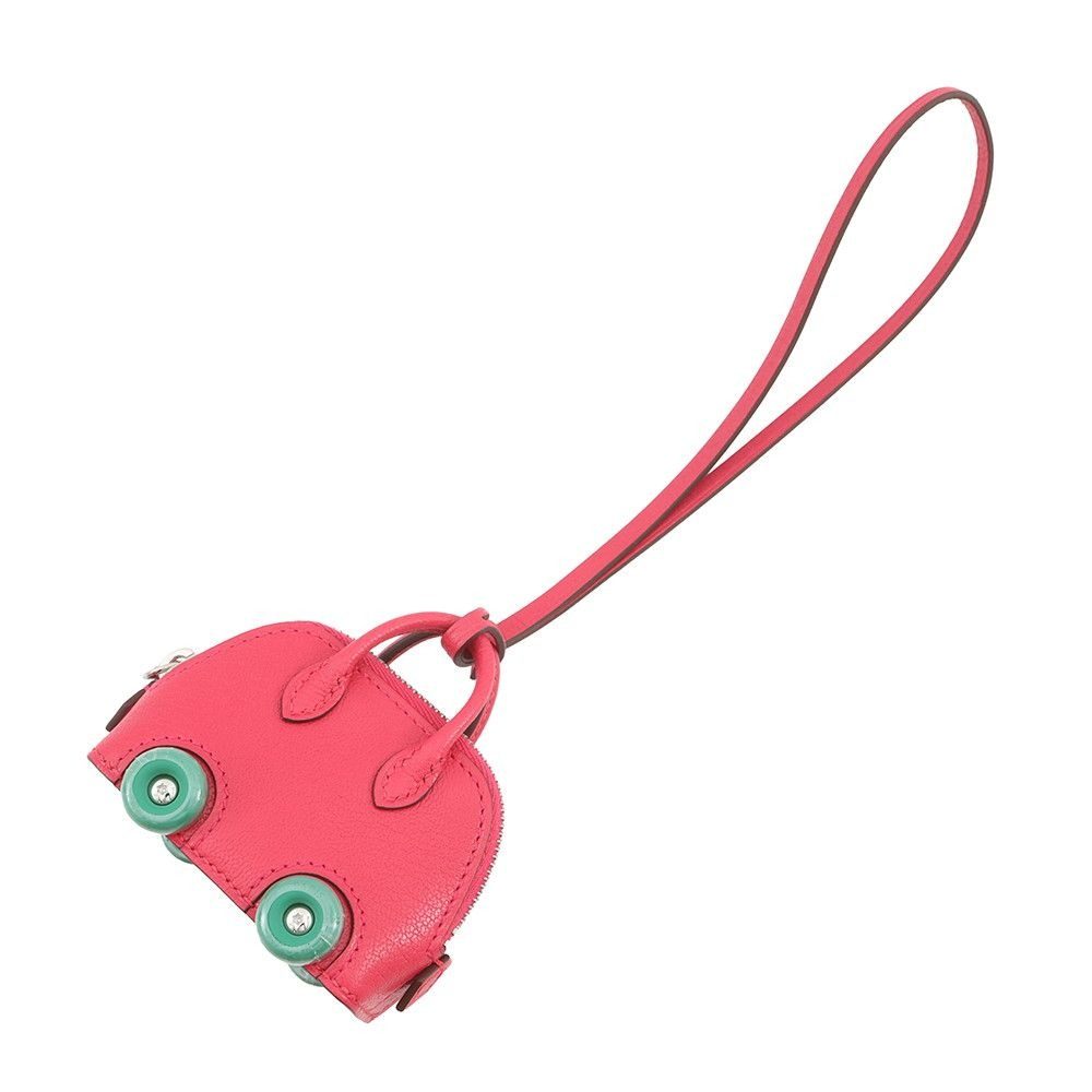 Hermes Bag Charm Bolide on Wheels Rose Vertigo Silver Chevre Misor Heel