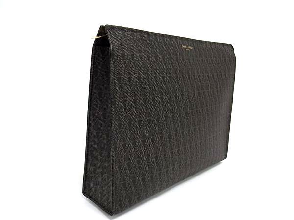 Saint Laurent PVC All Over Pattern Clutch Bag Second Bag Men's Black And