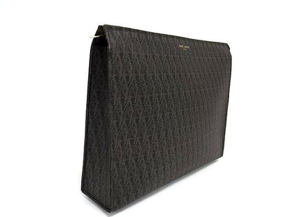 Saint Laurent PVC All Over Pattern Clutch Bag Second Bag Men's Black And