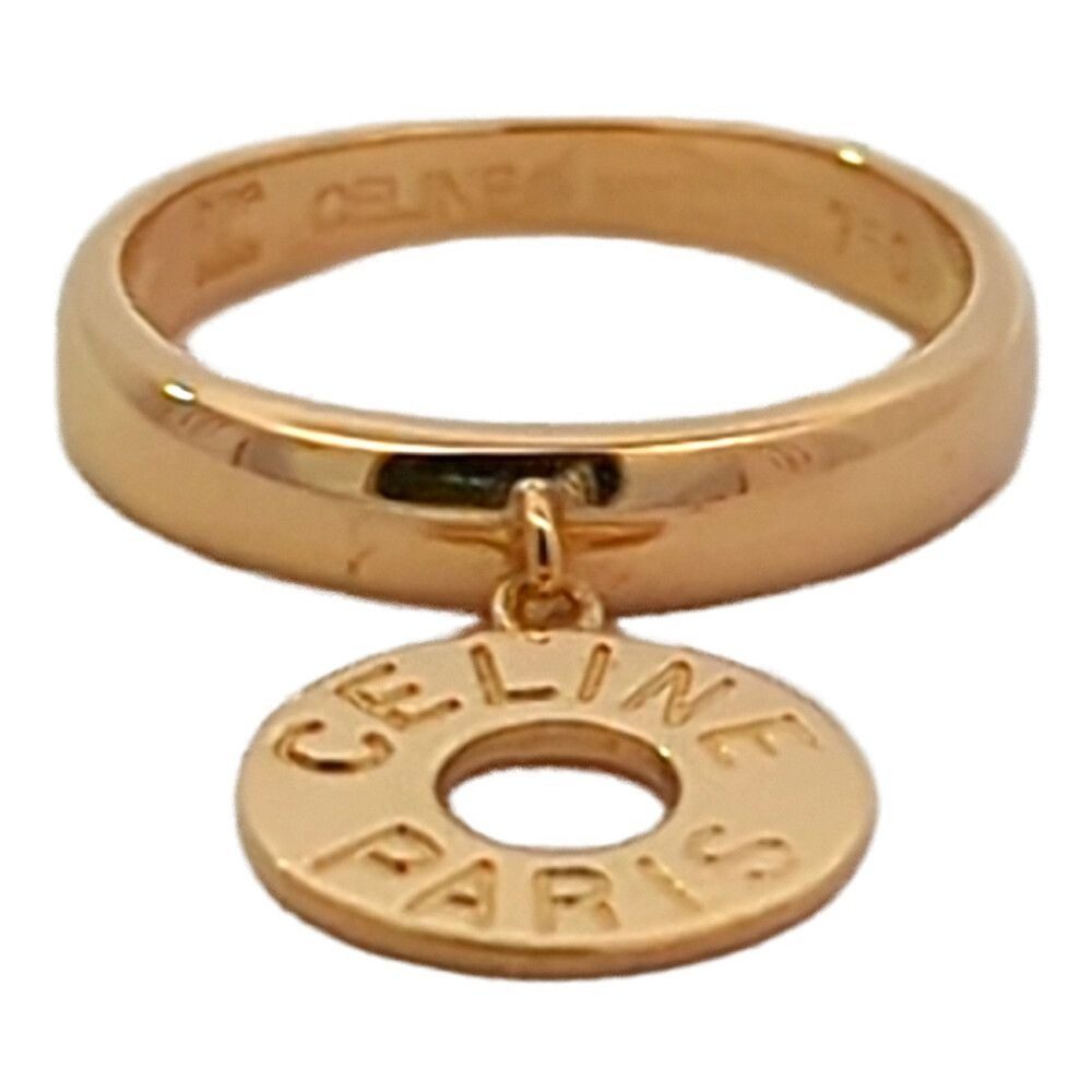Celine Macadam Pinky Logo Plate Ring 18k Yellow Gold . 45. Polished