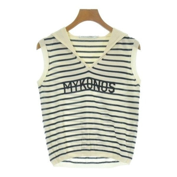 Dior Knit Sweater Silk Cotton White Navy Blue