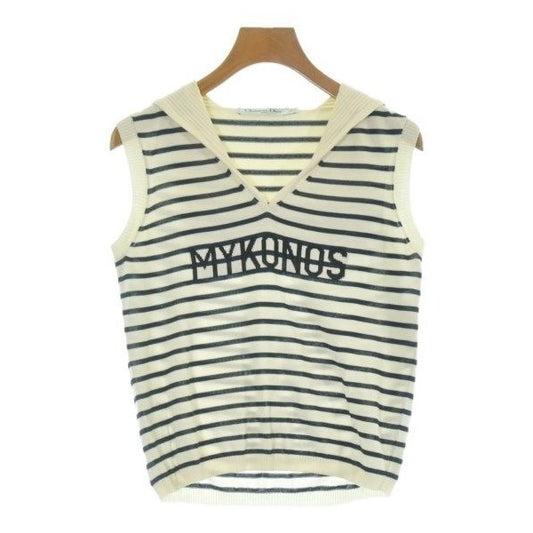 Dior Knit Sweater Silk Cotton White Navy Blue