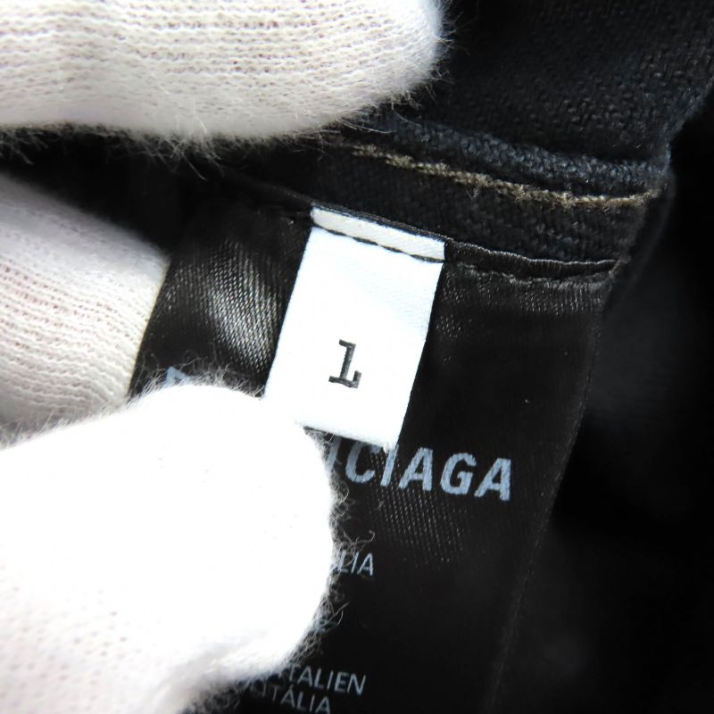 Balenciaga 22AW 719313 Tnw54 Denim Foodie Pull-over Parker 100% Cotton Damaged