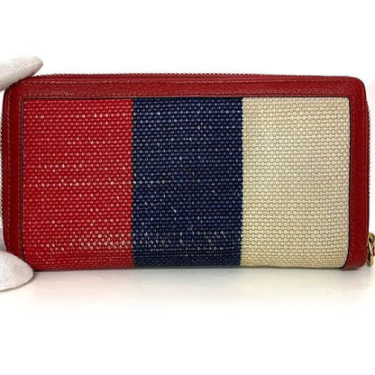 Gucci Round Zipper Long Wallet Red Navy