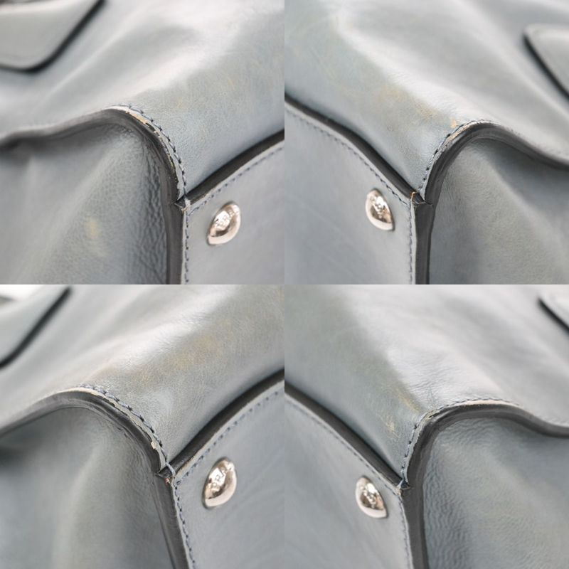 Prada Hand Shoulder Bag 2way Gray Leather 88ka908