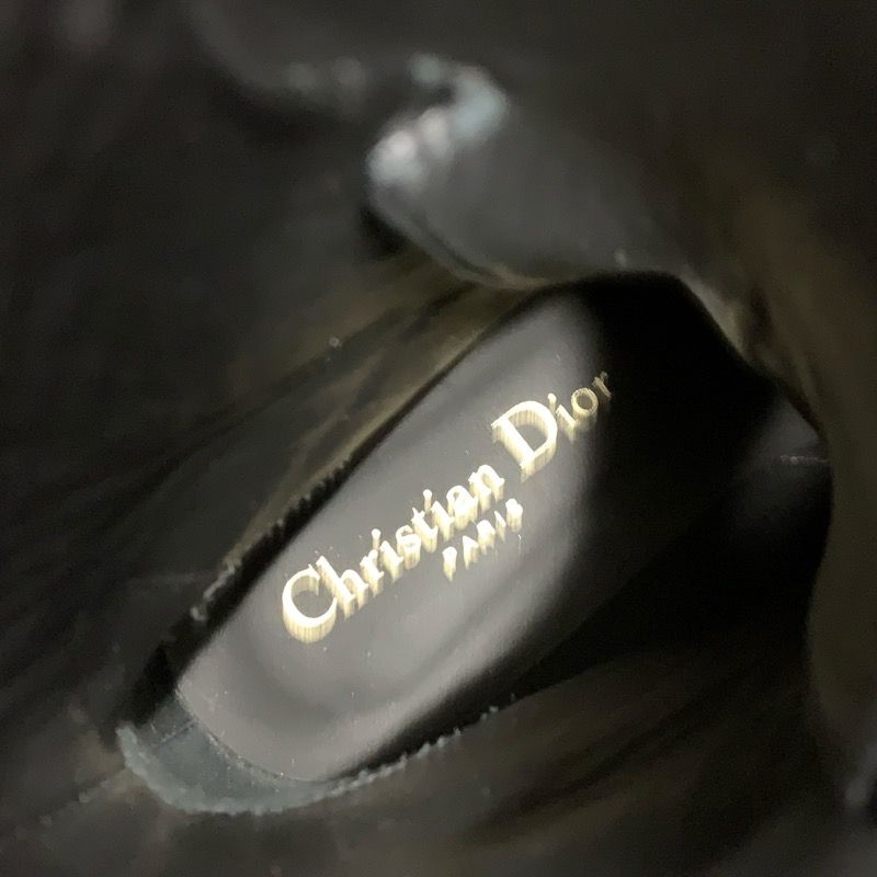 Christian DIOR Boots Short Boots Shoes Leather Rubber Black Middle Boots Logo