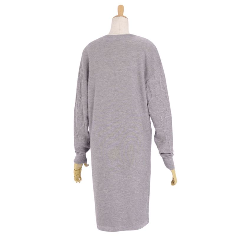 Hermes Knit 20AW Dress Sweater Long Sleeve Total Top Women 38(M Equivalent) Gray