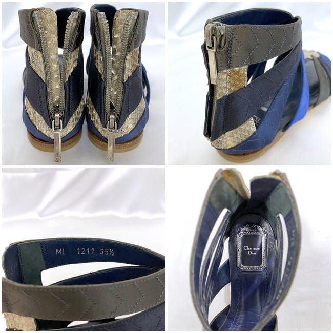 Christian Dior Gurkha Sandals Silver Blue Navy