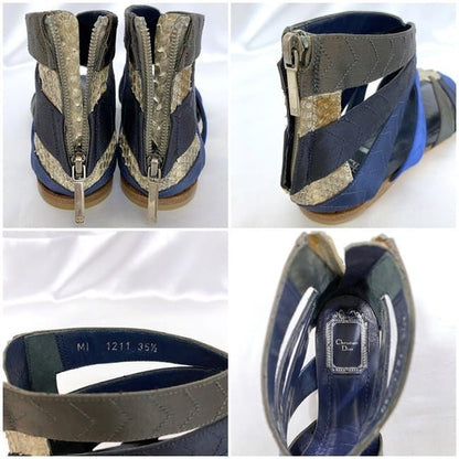 Christian Dior Gurkha Sandals Silver Blue Navy