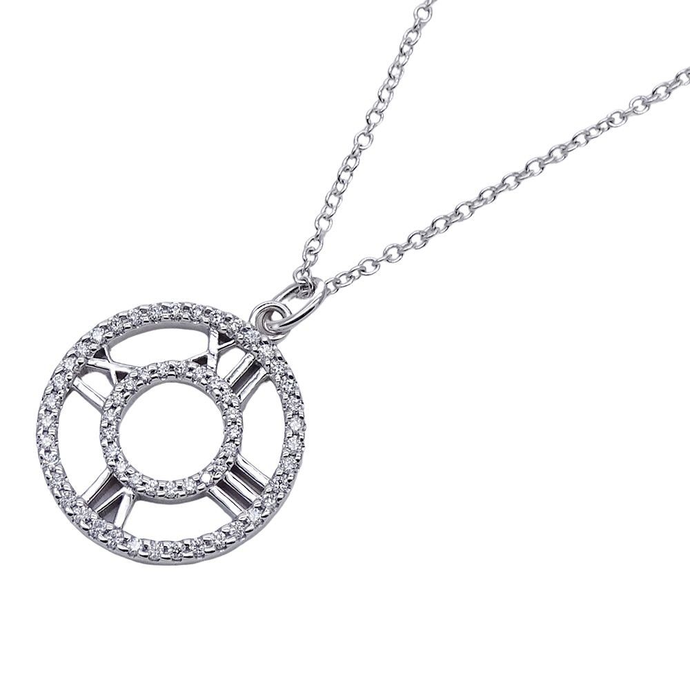 Tiffany & Co Necklace Diamond Atlas Open Medallion White Gold Polished