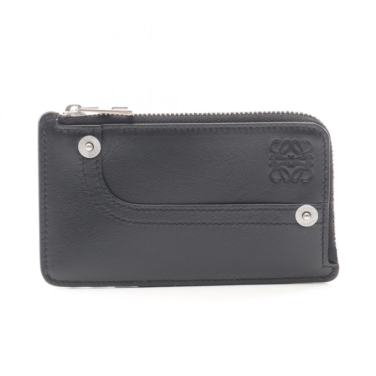 Loewe Coin Case Panta Card Holder Black Leather