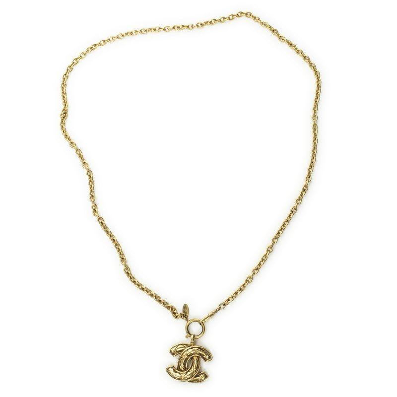 Chanel Triple CC Pendant Chain Necklace Gold Plated