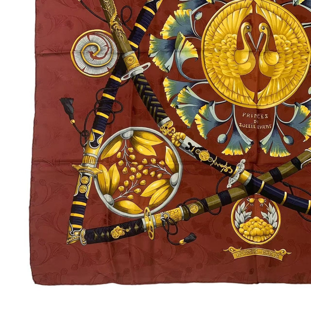 Hermes Scarf Silk Carre 90 Daimyo Princes du Soleil Levant Prince — view 4