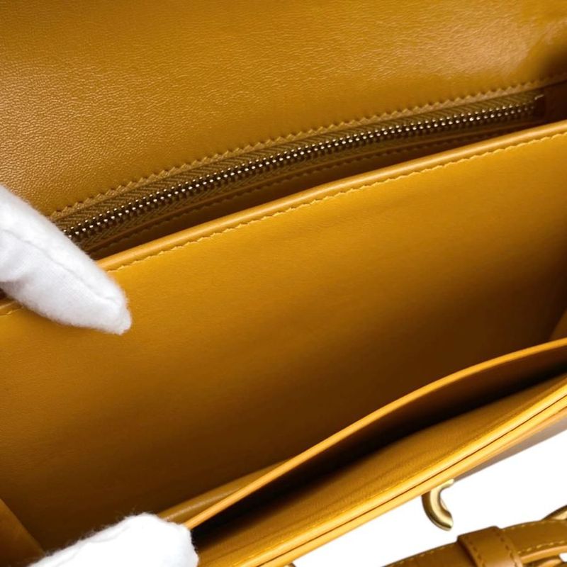 Saint Laurent Shoulder Bag Mayon Satchel 649795 Leather Orange Gold Hardware