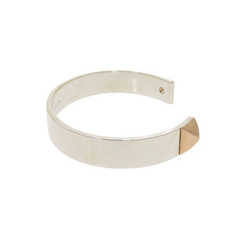 Hermes Clous De H Jonc 2 Clous H121455b Silver 925 18K Pink Gold Bracelet
