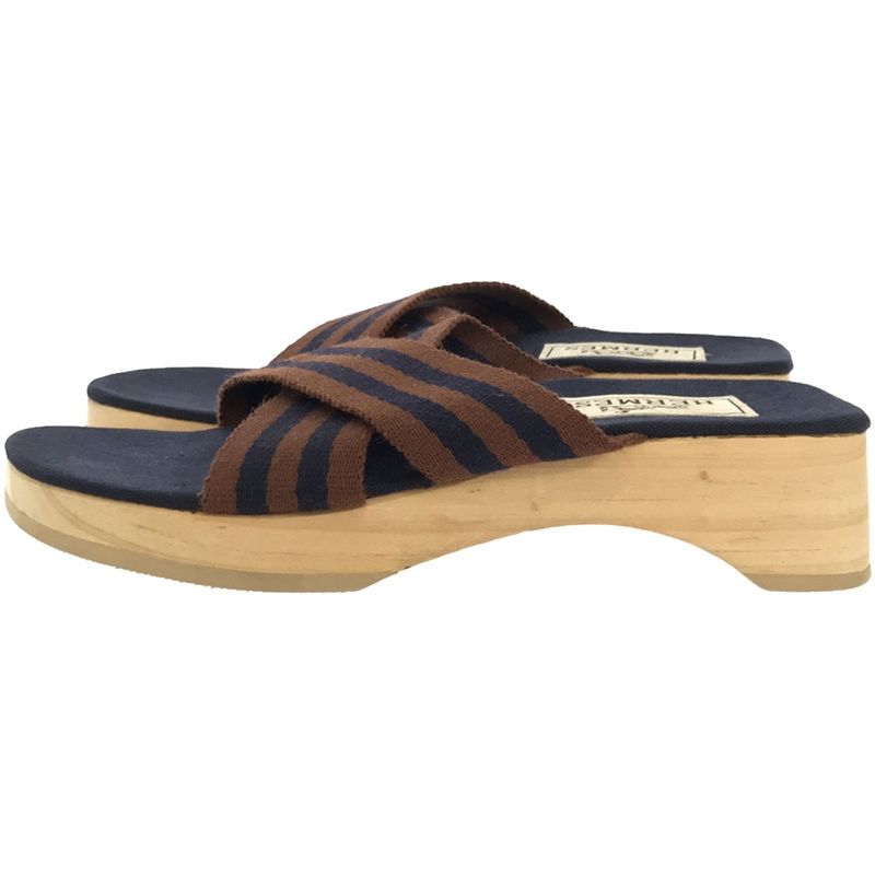 Hermes Fourre Tout Wood Sandals Brown 36