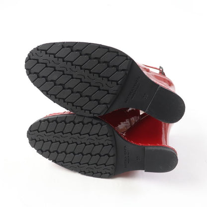 Bottega Veneta Intrecciato Ankle Strap Almond Toe Patent Leather