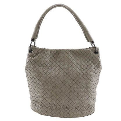 Bottega Veneta Bucket Shape Intrecciato Lambskin Gray Women's Shoulder Bag