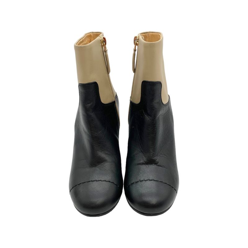 0180 Chanel Coco Mark Short Boots G31067 Size 34 Chanel Bicolor