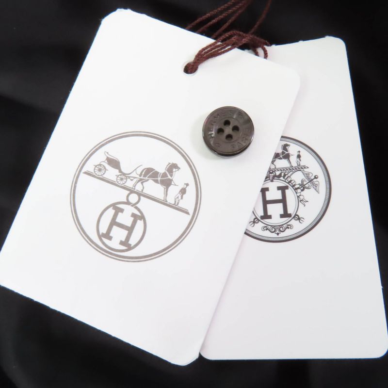 Hermes 2023 3h0633dv 100% Cotton Serie Buttons Shirt Dress With Belt Black 40