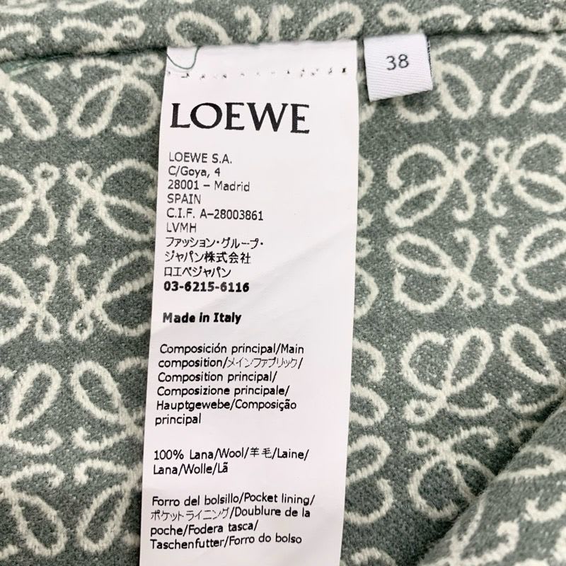 Loewe Outerwear Long Coat Wrap Anagram Logo Wool Khaki