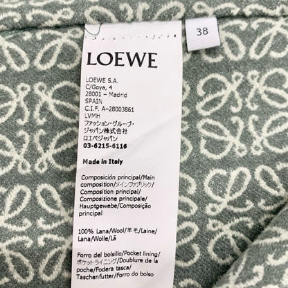 Loewe Outerwear Long Coat Wrap Anagram Logo Wool Khaki
