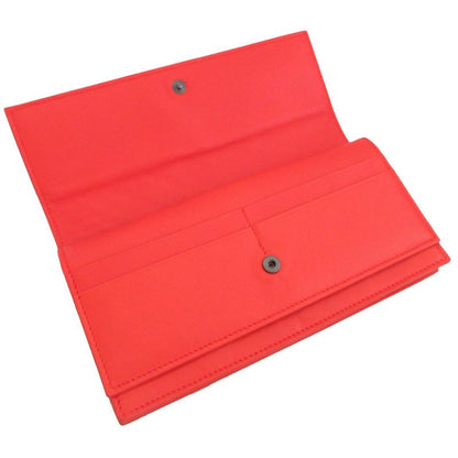 Bottega Veneta Intrecciato 143305 Leather Red Bifold Long Wallet 0337 Bottega