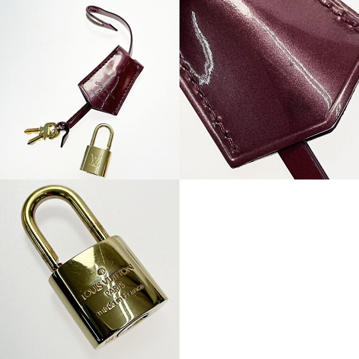 Louis Vuitton Vernis Alma GM M91687 Rouge Fauvist Padlock Key X 2