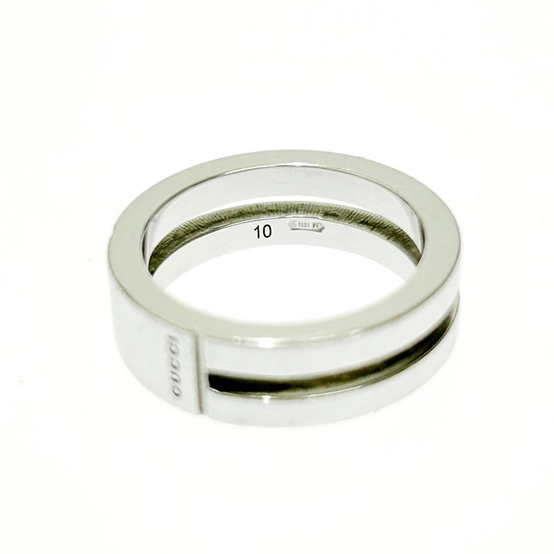 Gucci Silver Logo Double Line Ring 5.6g 925 Engraved 415164 Ring