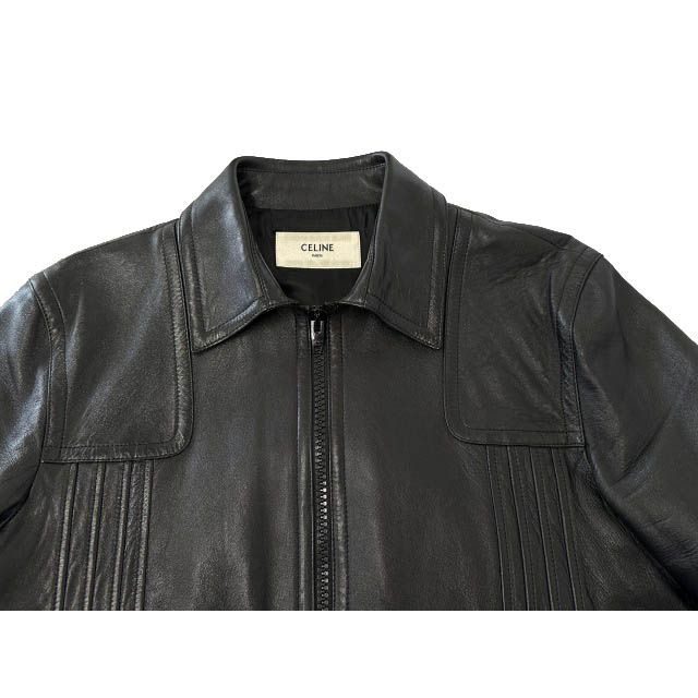 Celine Loose Lambskin Jacket Zip Up Leather 52 Black — view 3