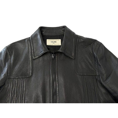 Celine Loose Lambskin Jacket Zip Up Leather 52 Black — view 3