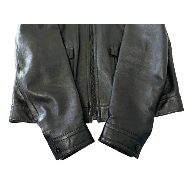 Celine Loose Lambskin Jacket Zip Up Leather 52 Black — view 5