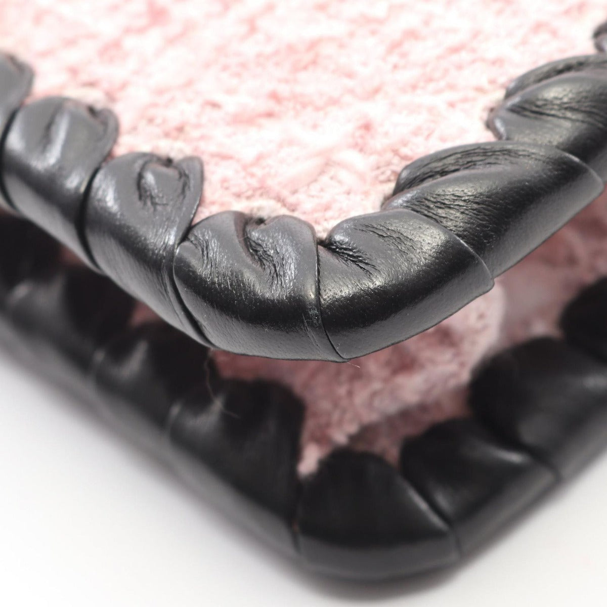 Chanel Shoulder Bag Pink Black Fabric Lambskin Turnlock Mini Chain — view 7