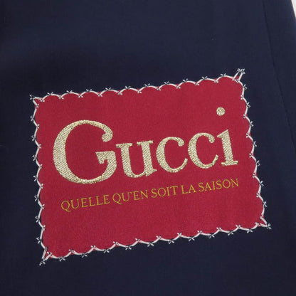 Gucci 624955 Center Press Wide Pants With Logo Patch Navy 36 Made In Italy