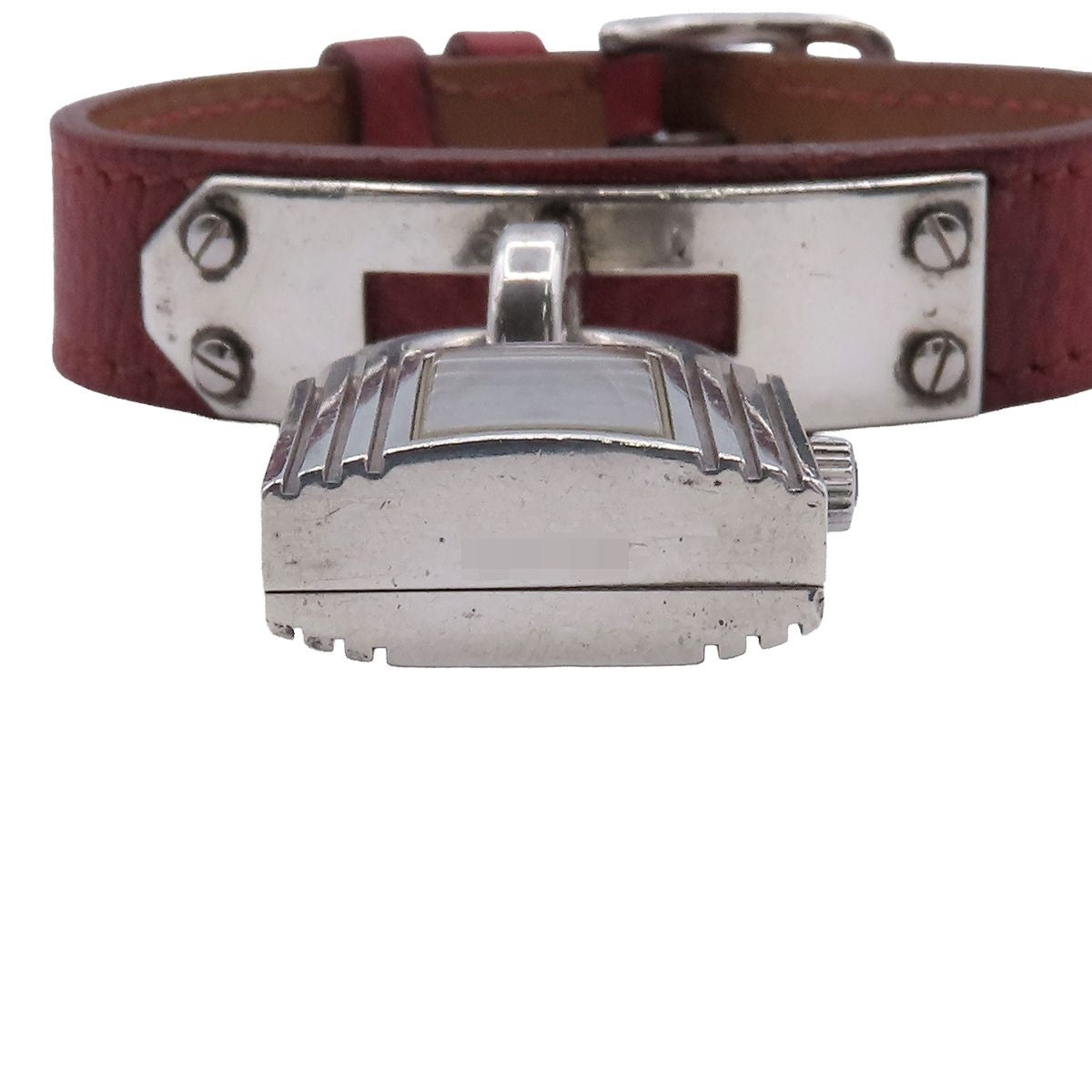 Hermes Kelly Watch Silver Rouge Ash Leather Vintage Quartz — view 4