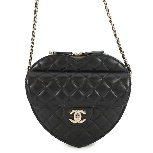 Chanel Chain Shoulder Bag Quilted Heart