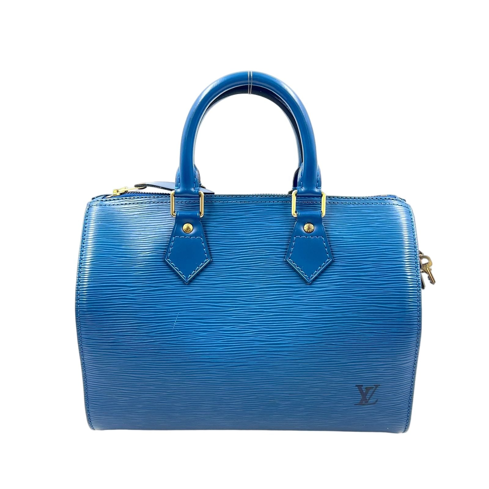 Louis Vuitton Speedy 25 Epi Toledo Blue Leather Handbag Gold