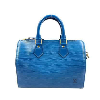 Louis Vuitton Speedy 25 Epi Toledo Blue Leather Handbag Gold