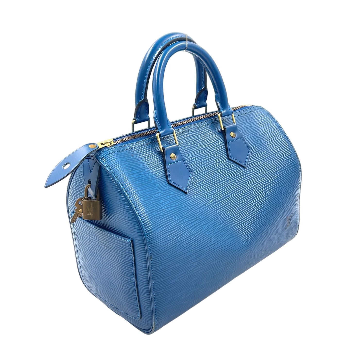 Louis Vuitton Speedy 25 Epi Toledo Blue Leather Handbag Gold — view 2